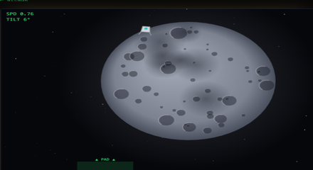 Co-op lunar lander descending to the pad under the moon